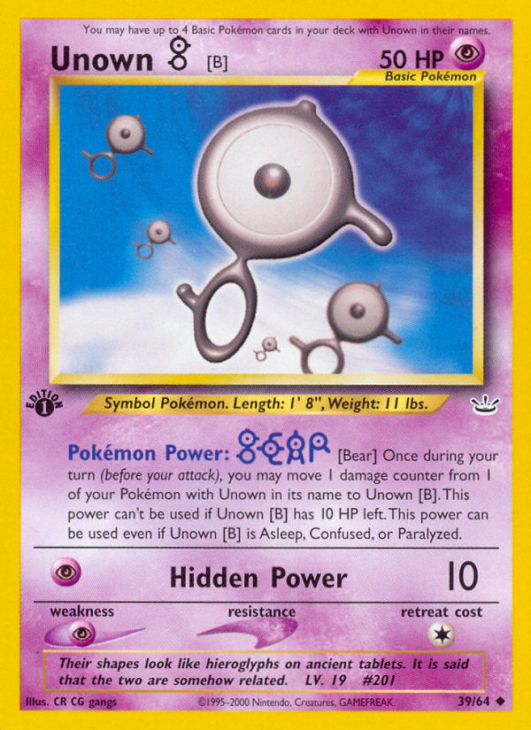 Neo Revelation Unown B #39/64 first edition